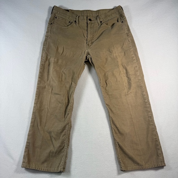 Levis Jeans Mens 36 Tan Corduroy Straight Mid Rise - Picture 1 of 12